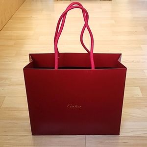Cartier Gift Bag Paper Bag Red 10"×9"×3 1/2"